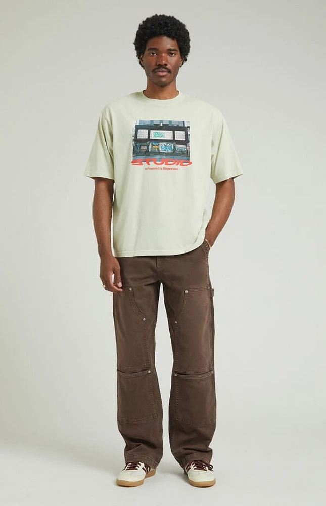 Pacsun Stretch Brown Baggy Carpenter Jeans