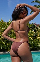 Pacsun Brown Faye Shine V Tie Side Bikini Bottom