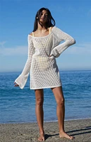 LA Hearts Elena Crochet Boat Neck Mini Dress