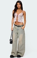 Edikted Backless Satin Effect Polka Dot Top