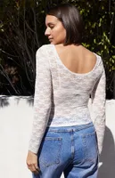 John Galt White Lace Long Sleeve Top