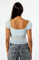 LA Hearts Sweetheart Cinched Mesh Top