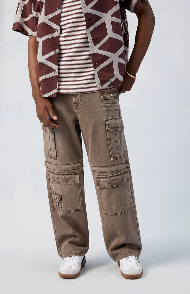 Brown Baggy Zip-Off Cargo Jeans