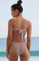 Amor y Besos Eco Gingham Anastasia Ruffle High Cut Bikini Bottom