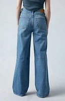 PacSun Eco Medium Indigo Paneled Mid Rise Baggy Jeans