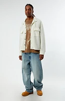 Pacsun Cream Connell Long Sleeve Camp Shirt