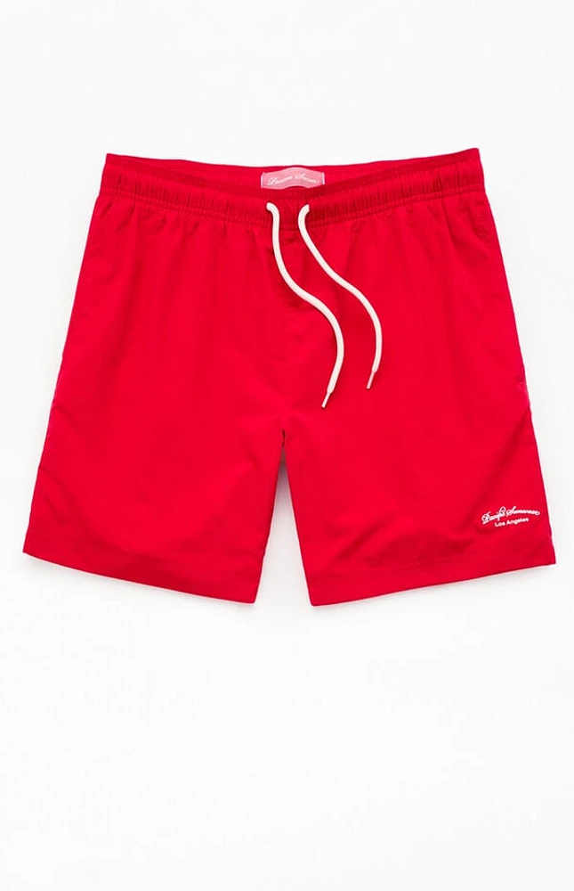 Pacsun Red Collegiate 6.5" Swim Trunks