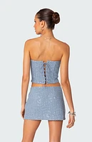 Edikted Icing Sequined Denim Corset