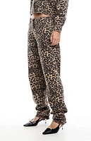 LIONESS Leopard Carmela Straight Leg Jeans