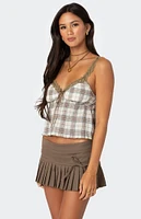 Edikted Plaid Lace Trim Tank Top