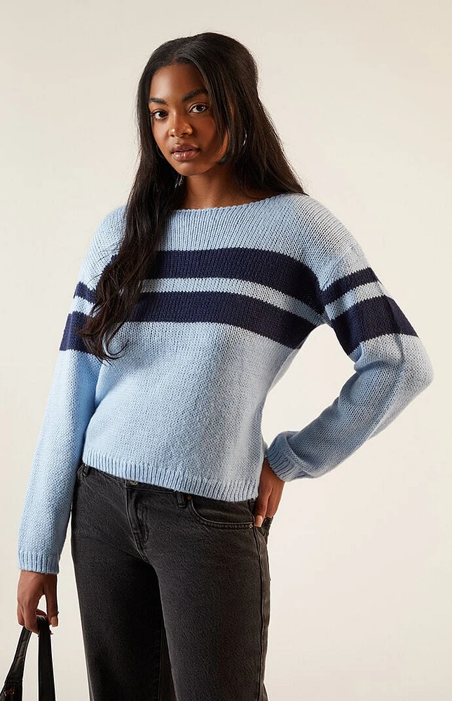 LA Hearts Boat Neck Striped Sweater