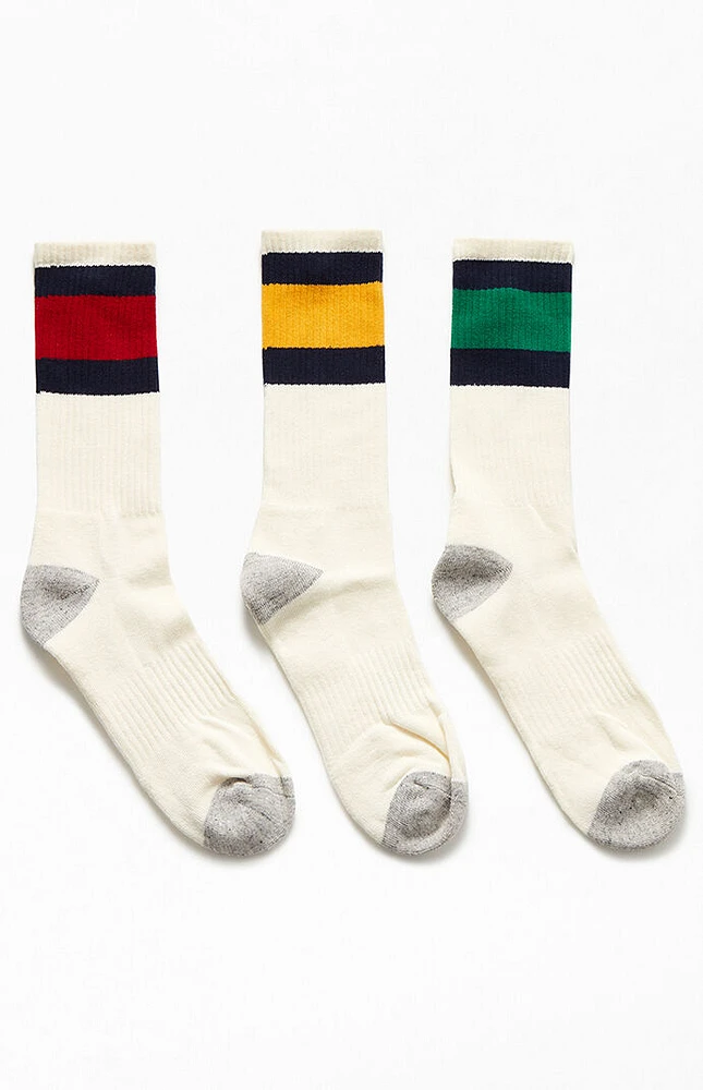 3 Pack Vintage Stripe Crew Socks