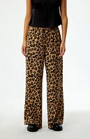 PacSun Leopard Pull-On Wide Leg Pants