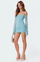 Edikted Ariel Off Shoulder Mesh Mini Dress