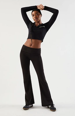 PAC 1980 WHISPER Active Fold-Over Waistband Flare Yoga Pants