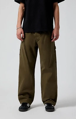 Pacsun Stretch Olive Baggy Carpenter Pants