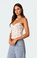 Edikted Indira Printed Cupped Lace Up Corset