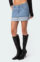 Edikted Folded Denim Mini Skirt