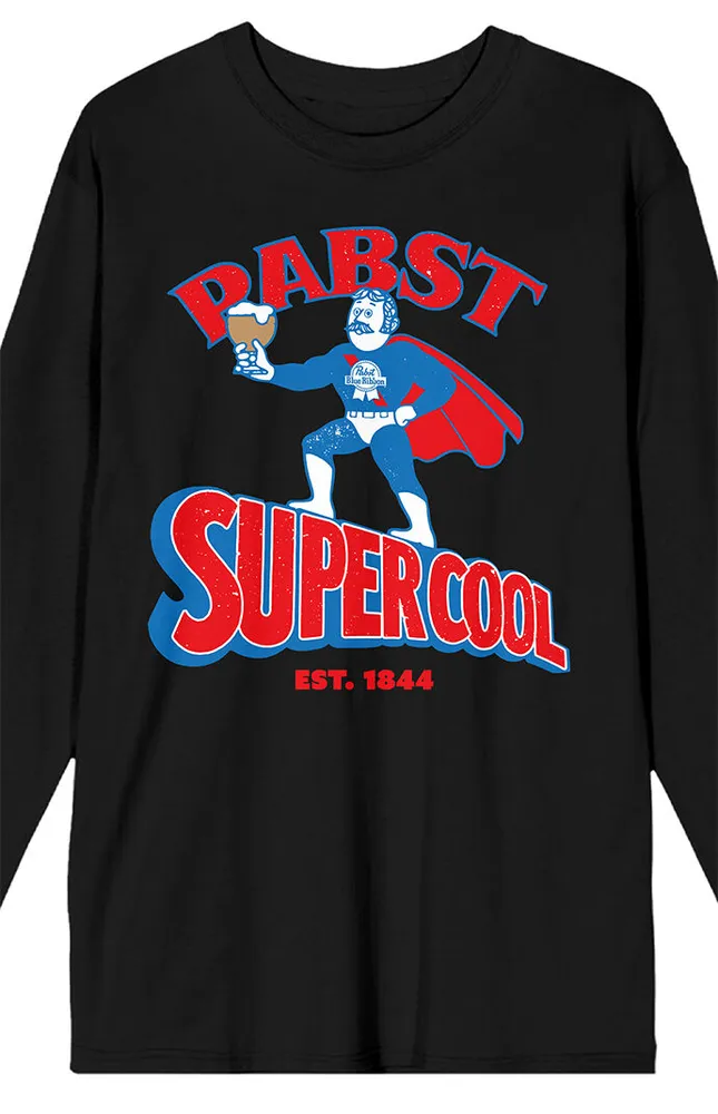 Pabst Blue Ribbon Superhero Long Sleeve T-Shirt