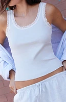 John Galt Light Blue Ala Lace Tank Top