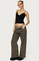 Edikted Petite Zahra Mud Wash Low Rise Jeans