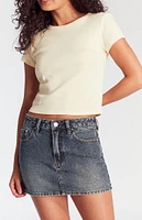 PacSun Dark Indigo Mid Rise Denim Mini Skirt