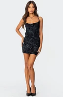 Edikted Cowl Neck Velvet Mini Dress