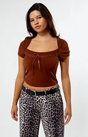 Est. PAC 1980 Sabrina Tie Front Square Neck Top