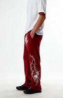 Civil Burgundy Chaos Thorns Straight Leg Sweatpants