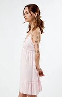 LA Hearts Trim V-Neck Babydoll Dress