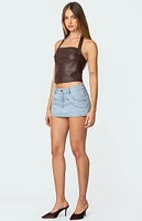 Edikted Draped Faux Leather Halter Top