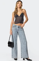 Edikted Contrast Heart Washed Low Rise Jeans