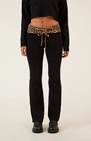 LA Hearts Leopard Print Fold-Over Flare Pants