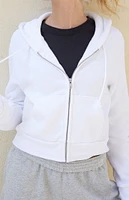 John Galt White Crystal Cropped Hoodie