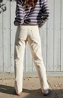 John Galt White Corduroy Straight Leg Jeans
