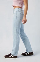 PacSun Eco Light Indigo Low Rise Rhinestone Straight Leg Jeans