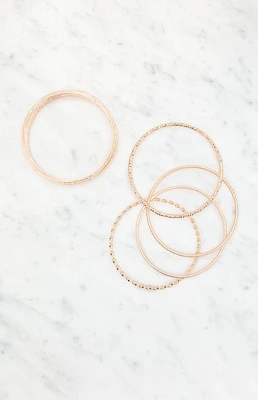 LA Hearts Textured Bangle Set