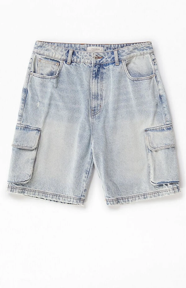 Pacsun Light Indigo Baggy Cargo Denim Shorts