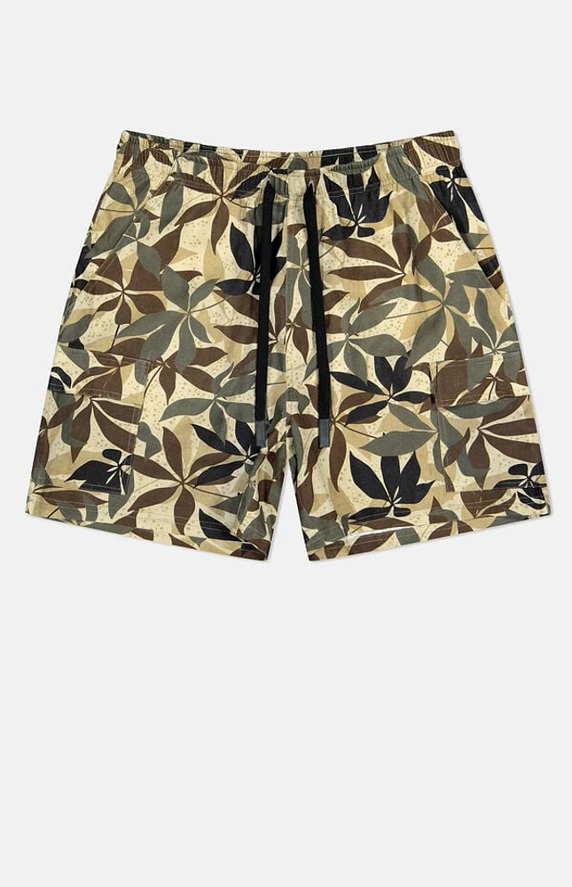 WeSC America Inc Olive Pachira Linen Utility Cargo Shorts