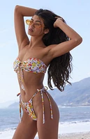 Pacsun Eco Floral Selah Beaded Tie Side Curtain Bikini Bottom