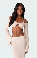 Celeste Off Shoulder Twist Crop Top