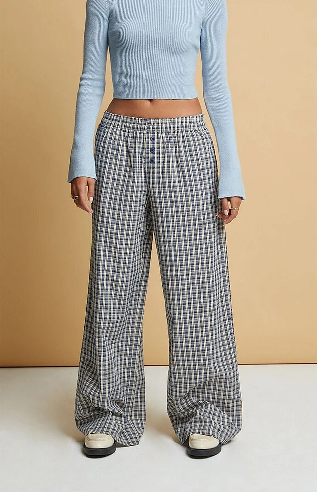 Beverly and Beck Blue Plaid Boxer Pajama Pants