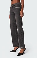 Edikted Rivet Trim Straight Leg Jeans