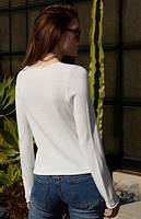 John Galt White Bell Sleeve Sweater