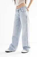 PacSun Casey Light Indigo Rhinestone Low Rise Baggy Jeans