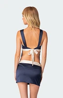 Edikted Natalia Bow Ribbon Tie Satin Open Back Top