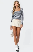 Edikted Buttoned Up Layered Striped Top