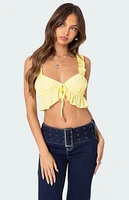 Edikted Tie Front Ruffled Top