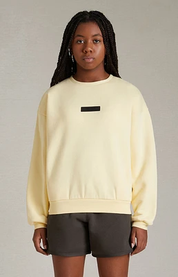 Kids Fear of God Essentials Garden Yellow Crew Neck Sweatshirt