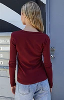 John Galt Burgundy Tori Long Sleeve Top